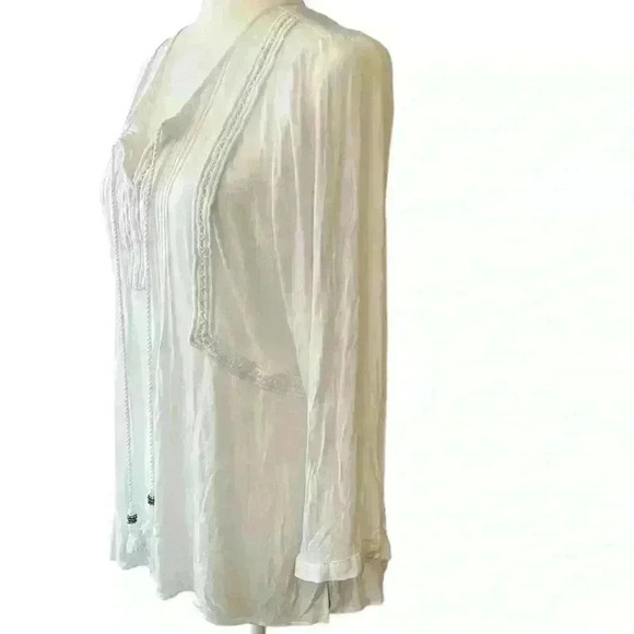 Anthropologie Daniel Rainne White Crochet Tunic Peasant Boho Top Size Large - Picture 2 of 6